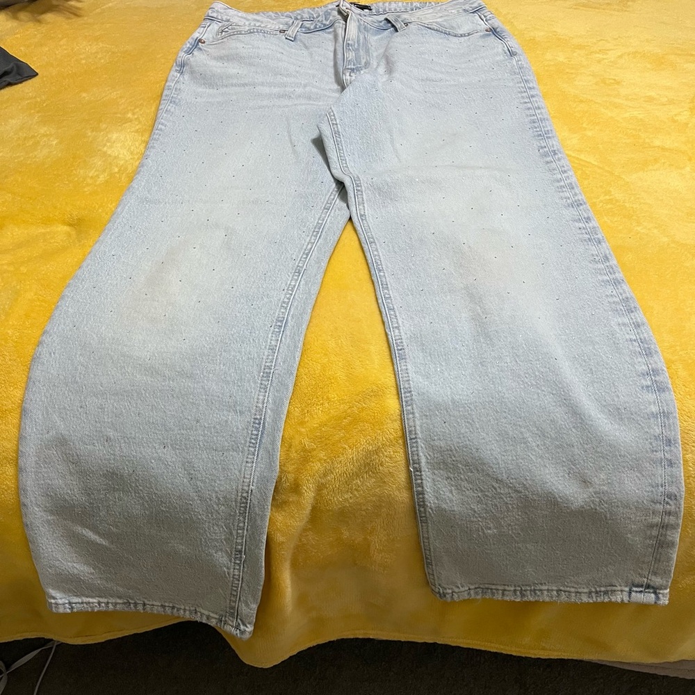 Maurices SPARKLE Blue Flare Wide Leg jeans